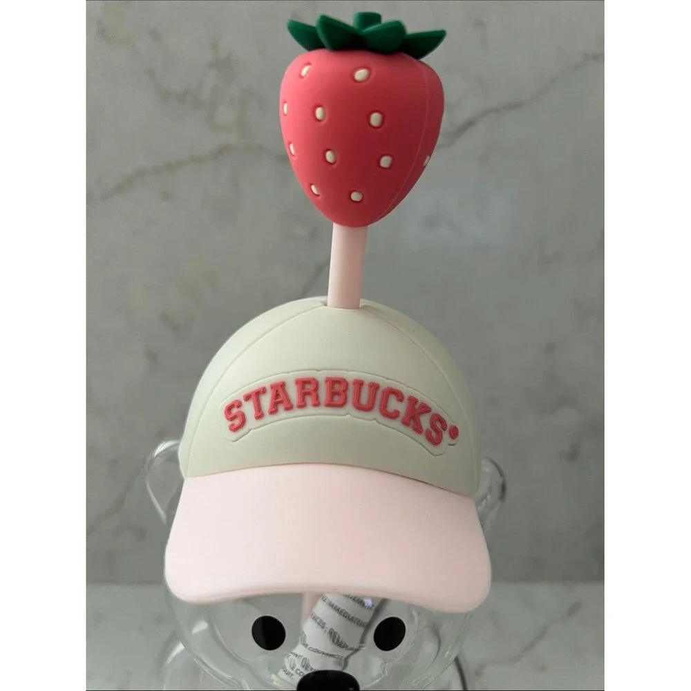 Starbucks Pink Barista July Drink Strawberry Bear Cup Glass